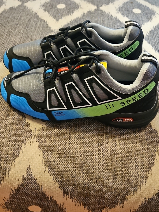 Other - 'SPEED' Athletic Sneakers in Gray, Black, Blue & Green